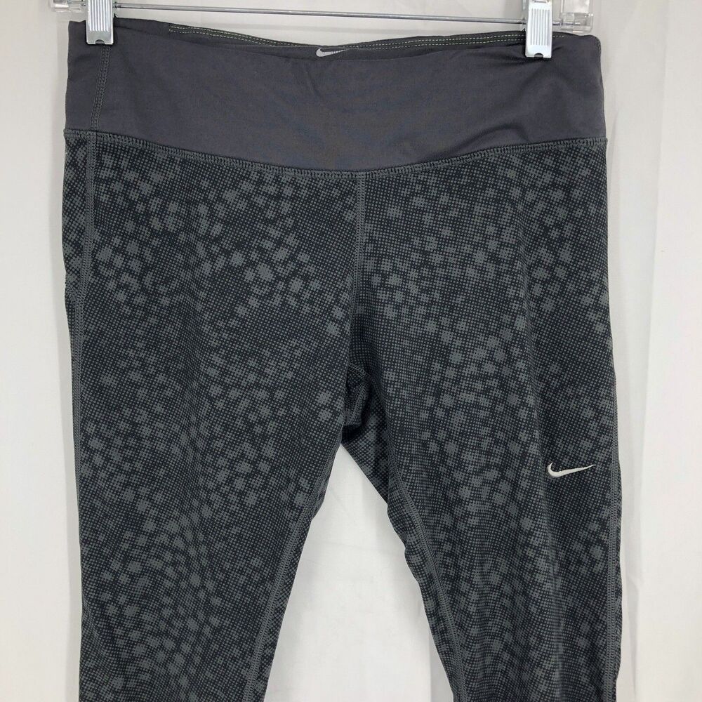 NIKE Dri Fit Activewear Epic Run Black Gray Capri Tight Leggings 553587 Medium